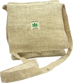 Crossbody Messenger Bag - Unisex Hemp Tote Bookbag for Men & Women - Lightweight, Cotton, Zipper Closure, Shoulder Sling Bags - Handmade in Nepal