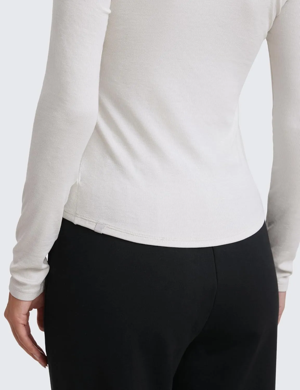 CRZ YOGA Ribbed Modal Casual Long Sleeve Henley Shirts for Women Soft Stretchy Knit Layering Basic Fitted Athletic Tops