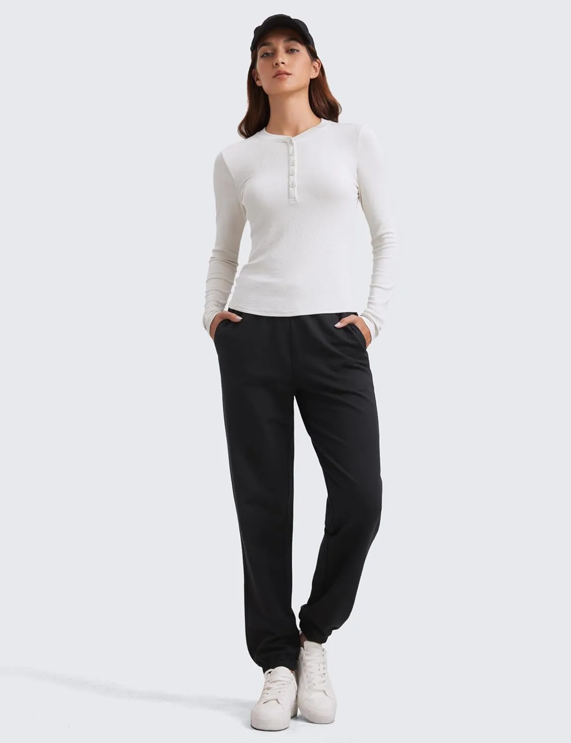 CRZ YOGA Ribbed Modal Casual Long Sleeve Henley Shirts for Women Soft Stretchy Knit Layering Basic Fitted Athletic Tops