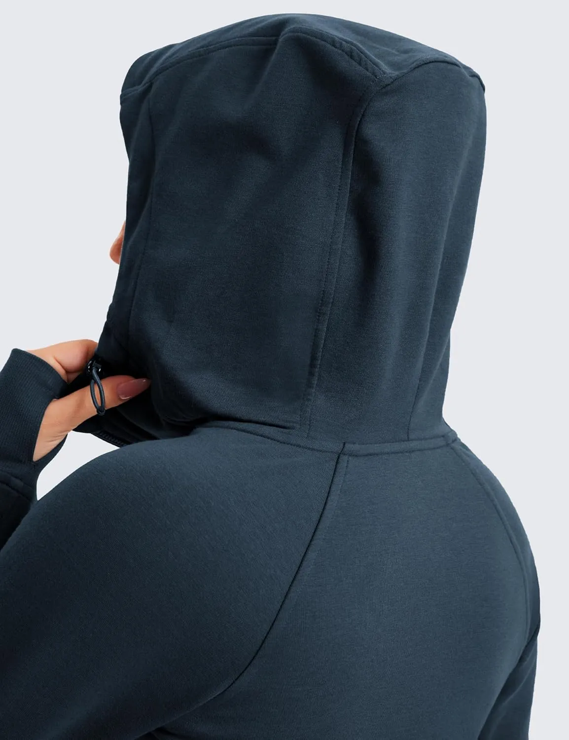 CRZ YOGA Womens Fleece Full Zip Hoodie Jackets Workout Hooded Zipper Basic Casual Sweatshirts with Thumb Holes