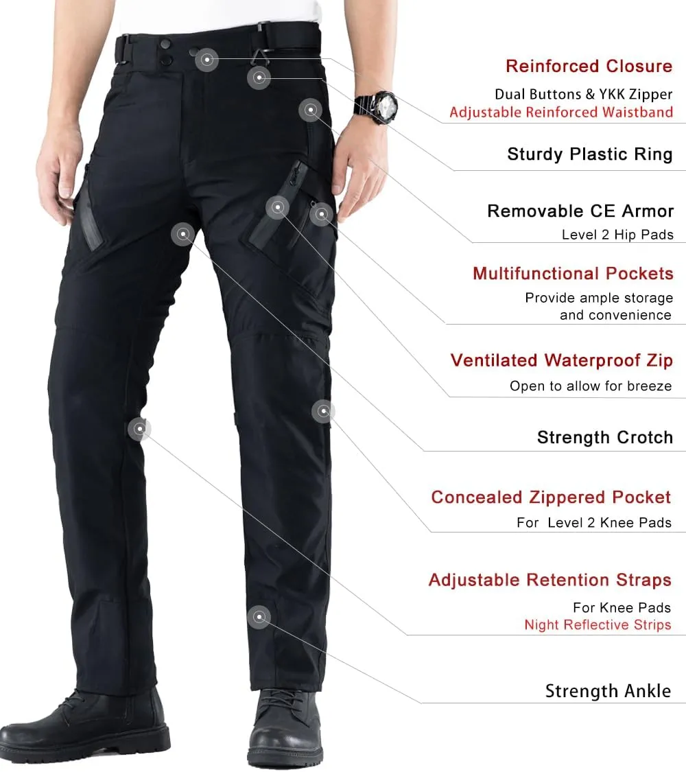 CTBQiTom Motorcycle Pants Water Resistant Breathable Motocross Dirt Bike Dual Sport CE Armored Riding