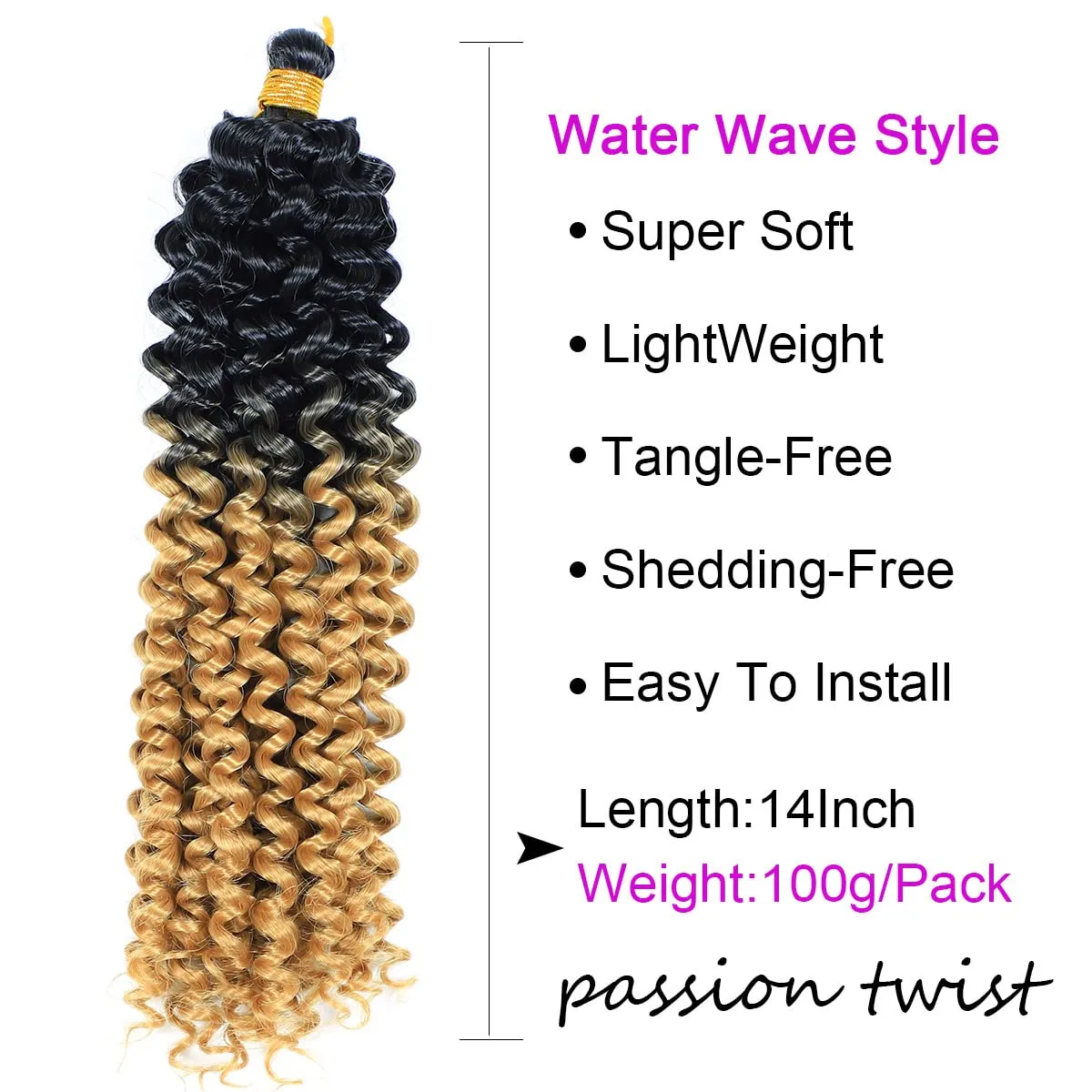 Curly Crochet Hair Water Wave Crochet Hair 14inch 5Pack Honey Blonde Ombre Curly Braiding Hair for Black Women Marlybob Crochet Hair(1b/27#, 500g/Lot)