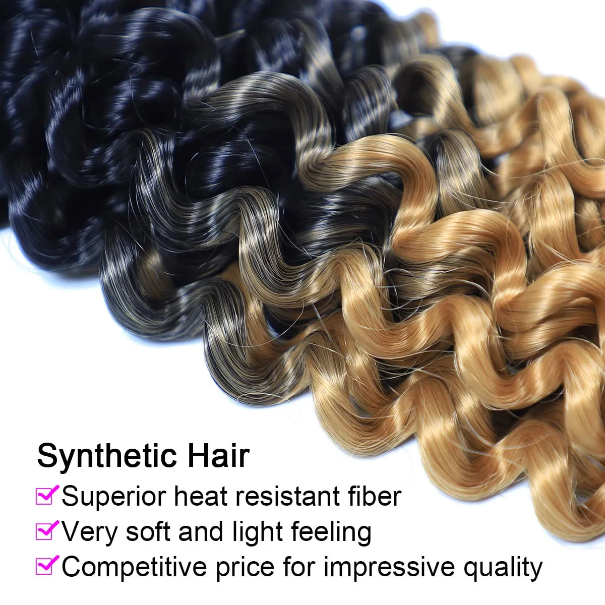 Curly Crochet Hair Water Wave Crochet Hair 14inch 5Pack Honey Blonde Ombre Curly Braiding Hair for Black Women Marlybob Crochet Hair(1b/27#, 500g/Lot)