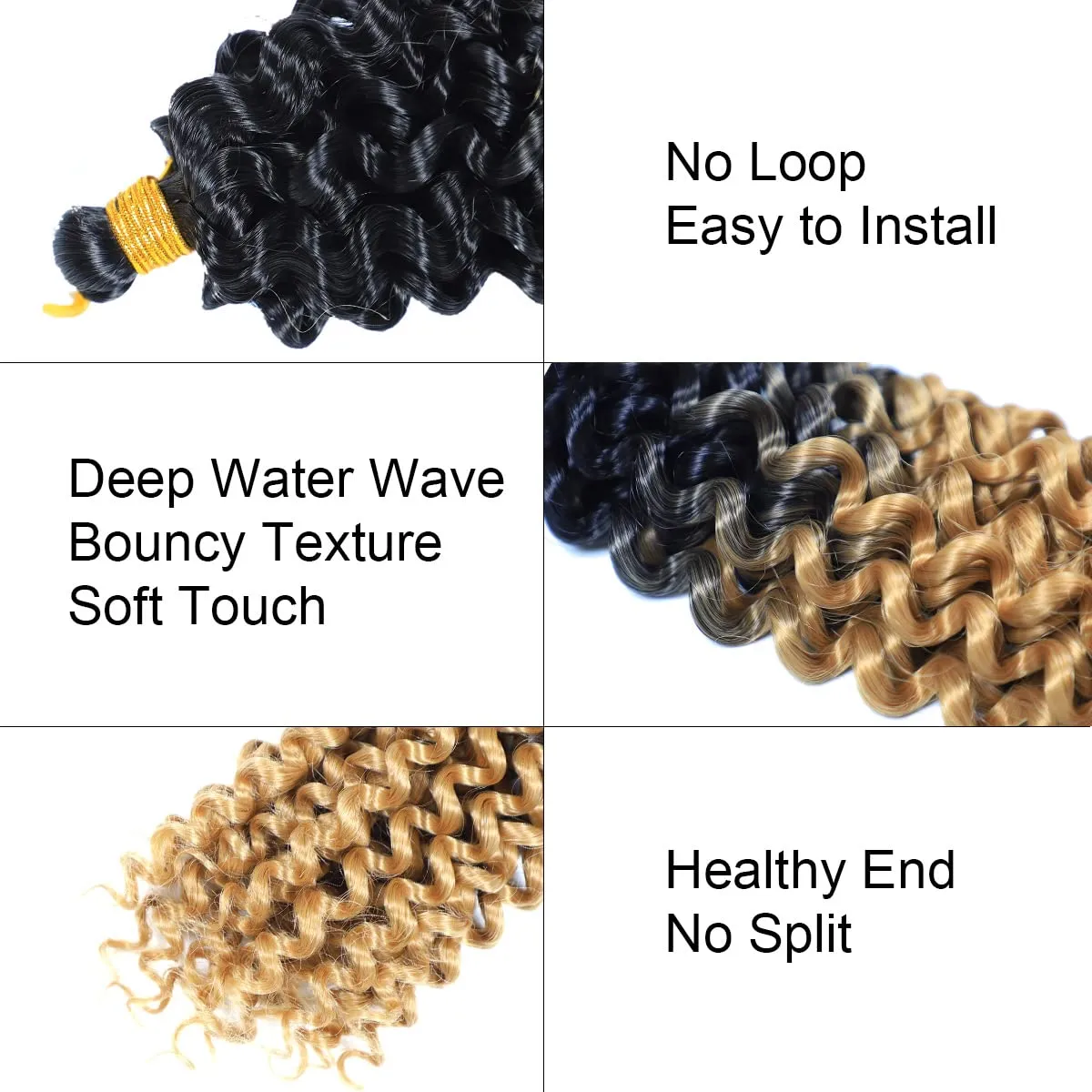 Curly Crochet Hair Water Wave Crochet Hair 14inch 5Pack Honey Blonde Ombre Curly Braiding Hair for Black Women Marlybob Crochet Hair(1b/27#, 500g/Lot)