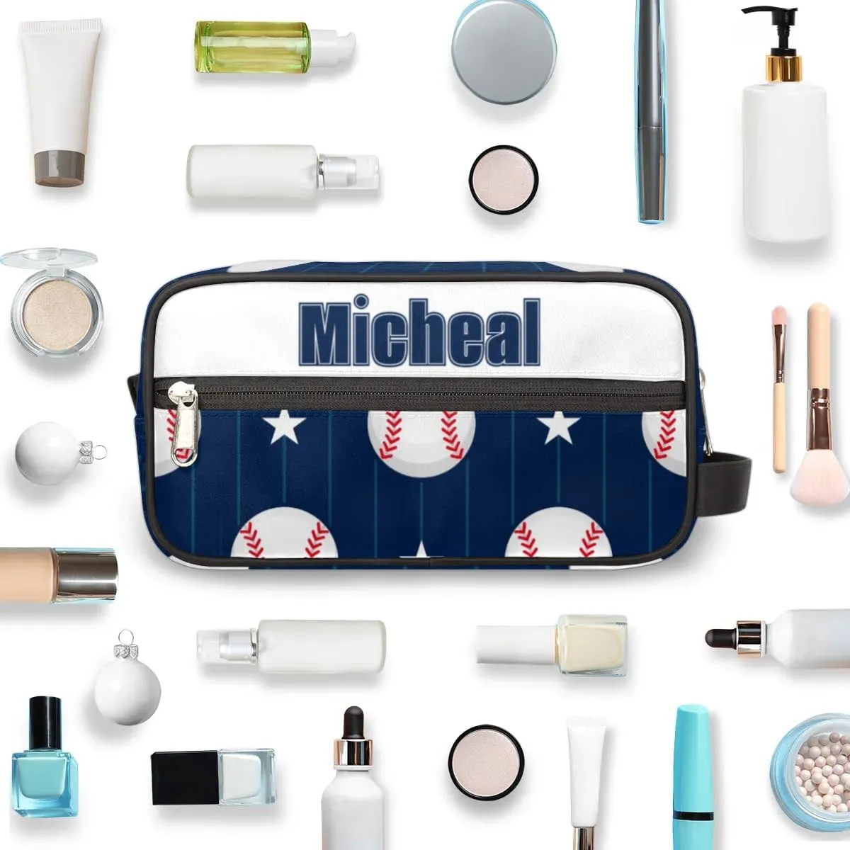 Custom Baseball(4) Makeup Bag Travel Toiletry Bag for Women, Kids Toiletry Bag Cosmetic Waterproof Small Easy-carry