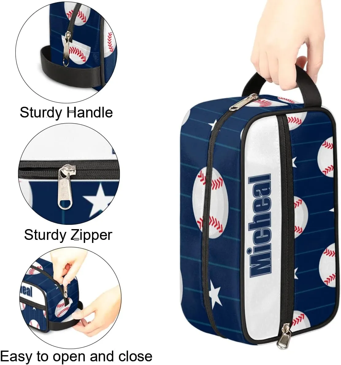 Custom Baseball(4) Makeup Bag Travel Toiletry Bag for Women, Kids Toiletry Bag Cosmetic Waterproof Small Easy-carry