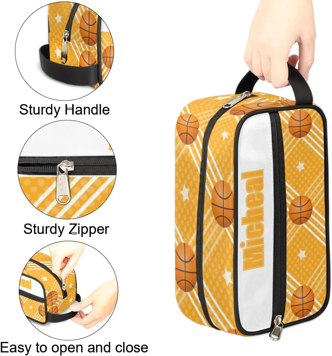Custom Basketball(2) Makeup Bag Travel Toiletry Bag for Women, Kids Toiletry Bag Cosmetic Waterproof Small Easy-carry