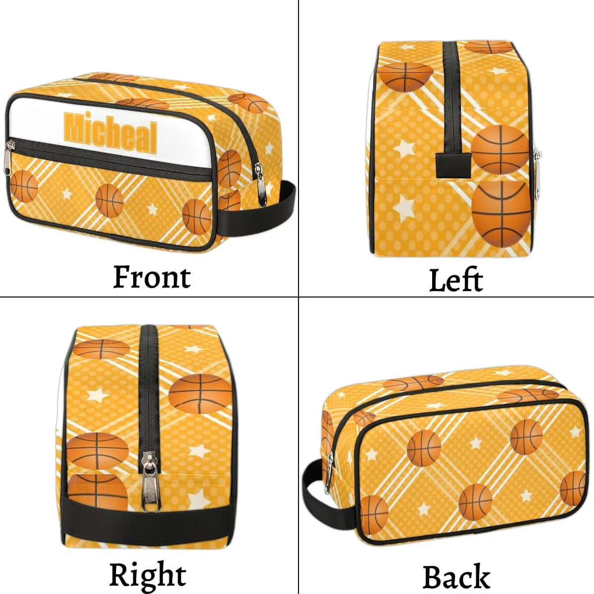 Custom Basketball(2) Makeup Bag Travel Toiletry Bag for Women, Kids Toiletry Bag Cosmetic Waterproof Small Easy-carry
