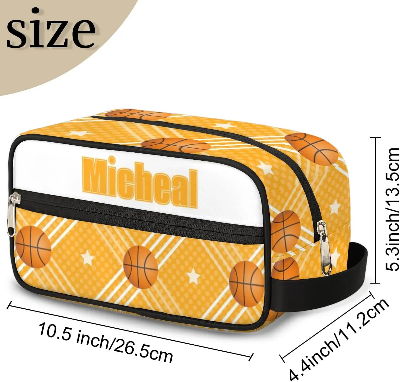 Custom Basketball(2) Makeup Bag Travel Toiletry Bag for Women, Kids Toiletry Bag Cosmetic Waterproof Small Easy-carry