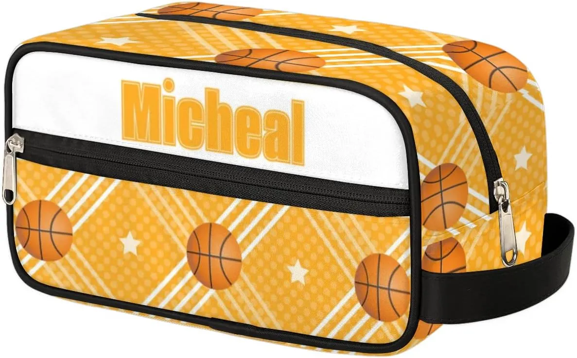 Custom Basketball(2) Makeup Bag Travel Toiletry Bag for Women, Kids Toiletry Bag Cosmetic Waterproof Small Easy-carry