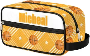 Custom Basketball(2) Makeup Bag Travel Toiletry Bag for Women, Kids Toiletry Bag Cosmetic Waterproof Small Easy-carry