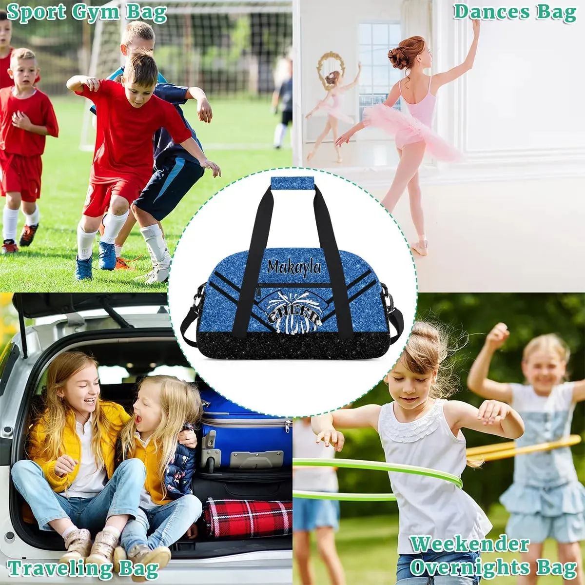 Custom Cheer Duffle Bags with Name and Team Name Personalized Cheerleader Bag Dance Bag for Girls Weekend Travel Bag