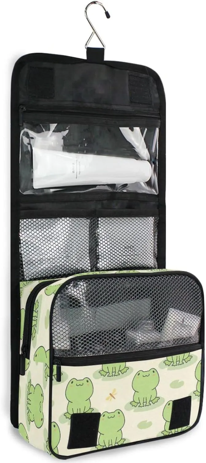 Custom Cute Frog Travel Hanging Toiletry Bag Personalized Makeup Large Customized Cosmetic Bag Cosmetic Holder Waterproof for Women Girl Toiletries Cosmetics
