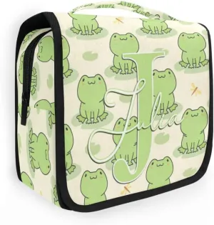 Custom Cute Frog Travel Hanging Toiletry Bag Personalized Makeup Large Customized Cosmetic Bag Cosmetic Holder Waterproof for Women Girl Toiletries Cosmetics