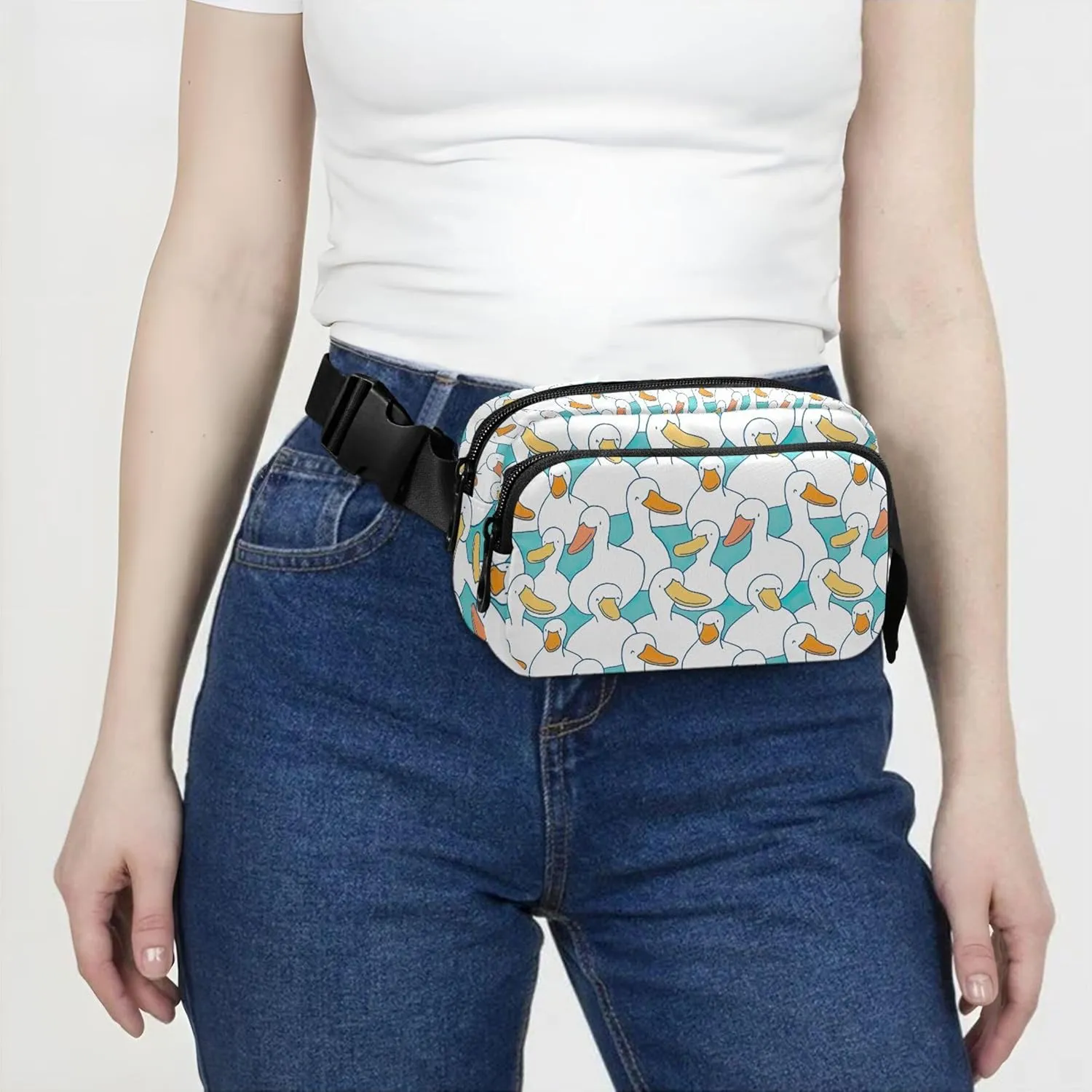 Customized Cartoon Duck Cute Fanny Packs Women Waterproof Belt Bags Hip Pack Hiking Travel Waist Bag