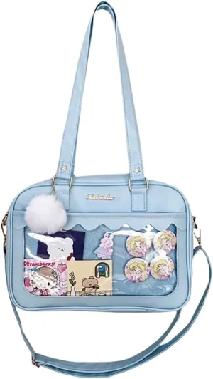 Cute Ita Bag Multi-Purpose Crossbody Bag Messenger Bag Shoulder Tote Bag Purse Kawaii Anime Pin Display Bag for Cosplay
