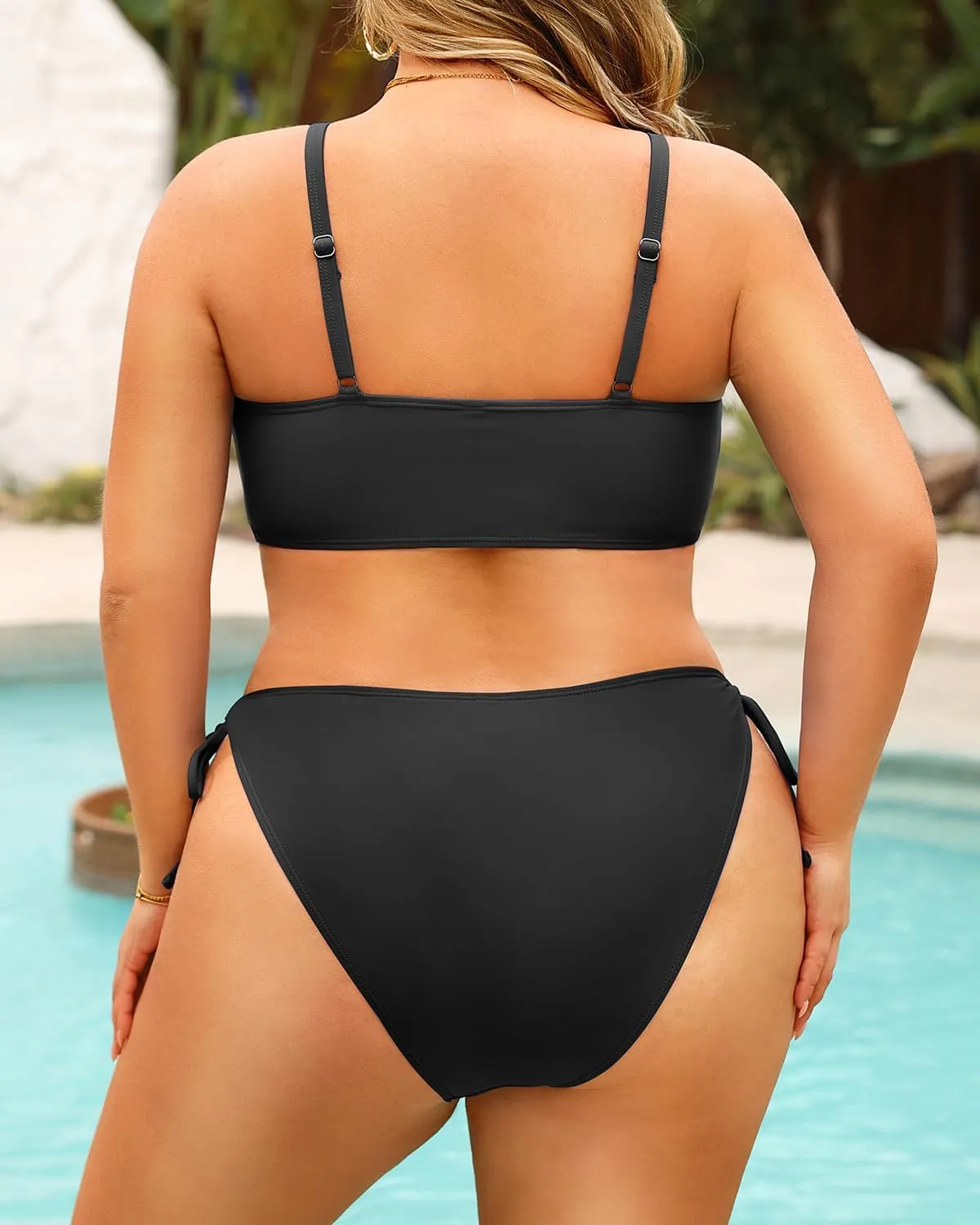 Daci Women's Plus Size Triangle Bikini Set, Sexy Tie Front Two-Piece Swimsuit