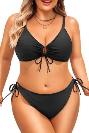 Daci Women's Plus Size Triangle Bikini Set, Sexy Tie Front Two-Piece Swimsuit
