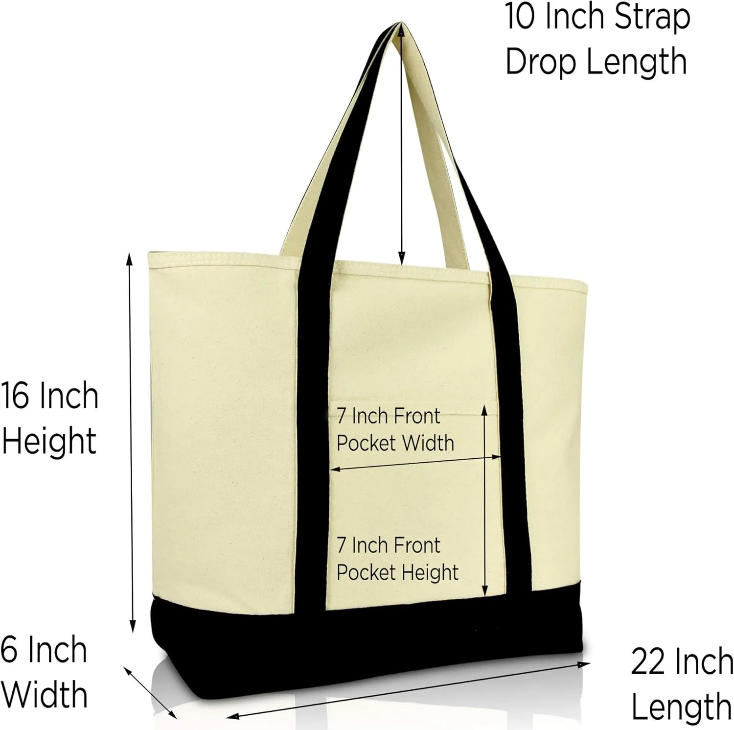 DALIX Initial Tote Bag Personalized Monogram Black Zippered Top Letter - A