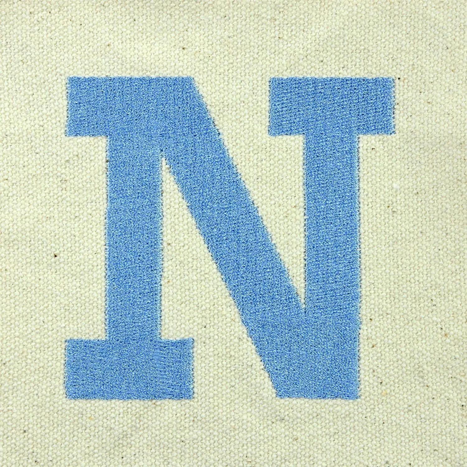DALIX Initial Tote Bag Personalized Monogram Blue Antique Fish Zippered Top Bold Letter - N