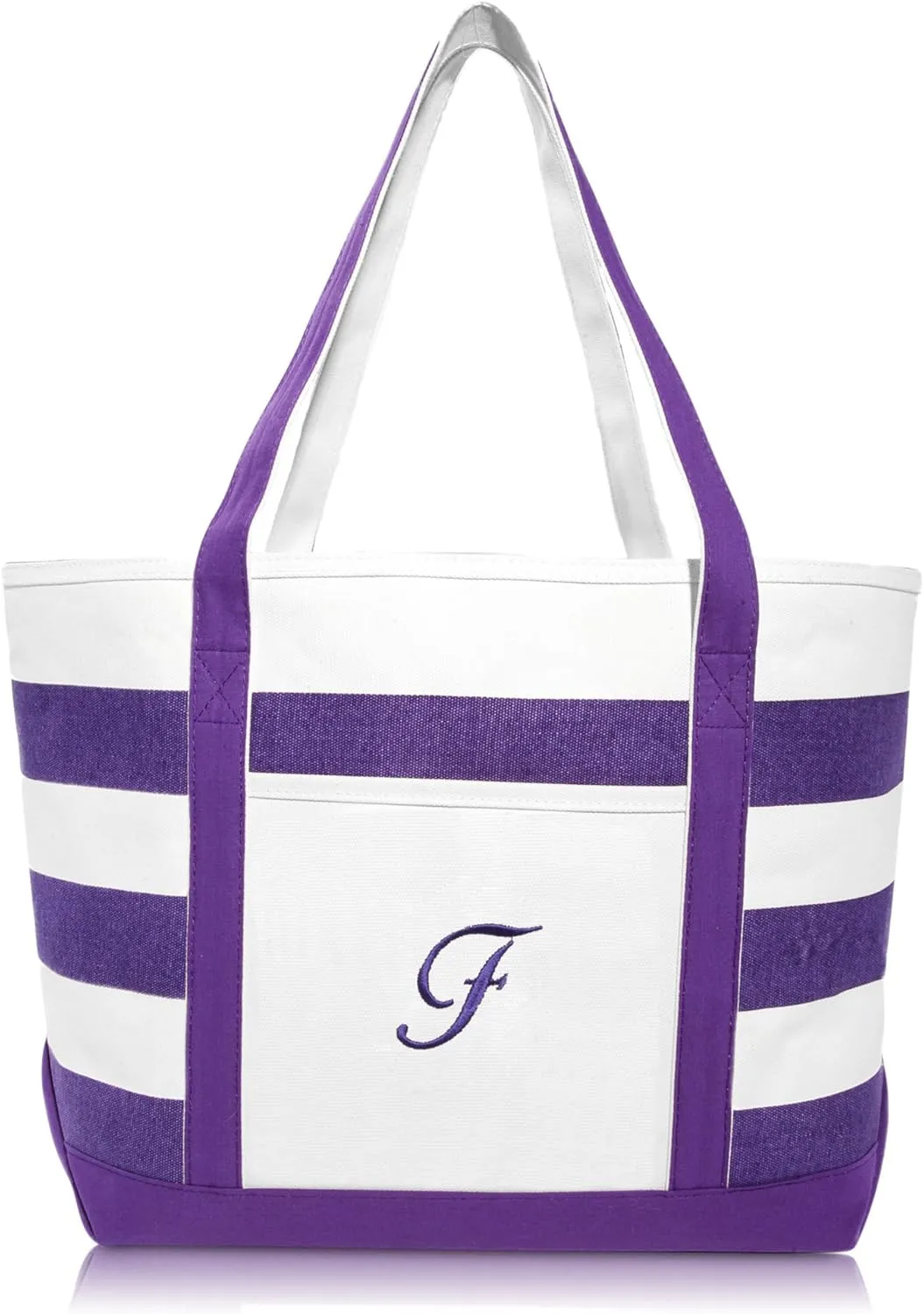 DALIX Monogrammed Beach Bag and Totes for Women Personalized Gifts Purple A - Z