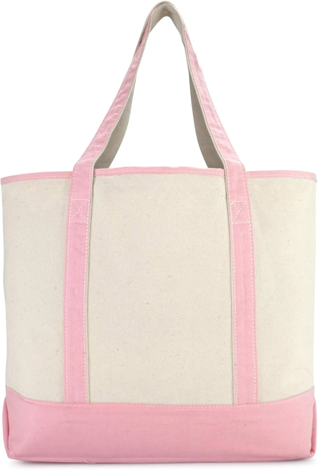 DALIX Women's Cotton Canvas Tote Bag Large Shoulder Bags Pink Monogram A - Z