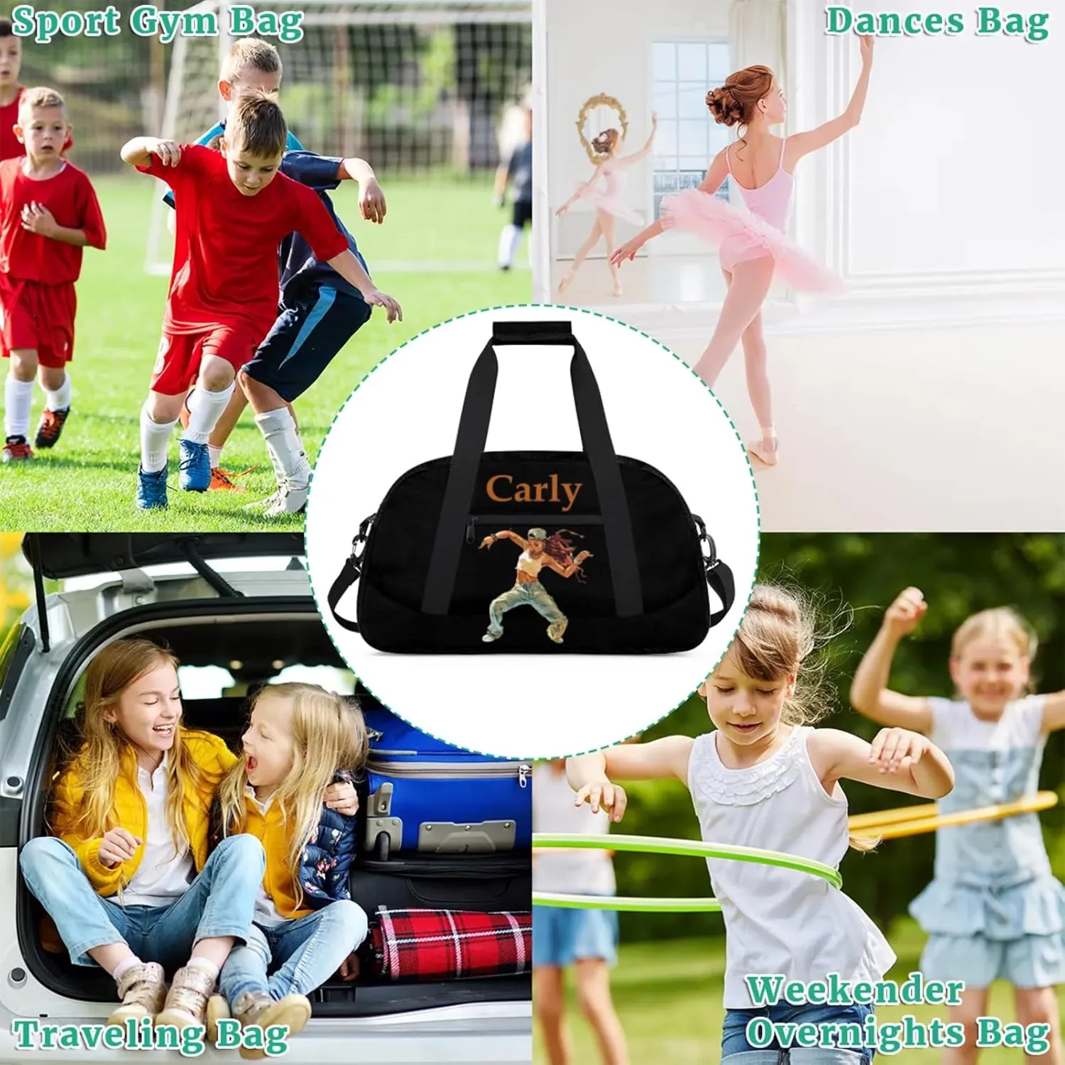 Dance Duffle-Bag for Teens Girls,Custom Hip-Hop-Bag for Dancer,Carry-on Lightweight for Travel-Duffle,Overnight,Workout Hip-hop Dance Girl