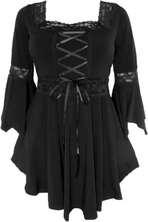Dare to Wear Renaissance Corset Top: Victorian Gothic Boho Women's Peasant Festival Fair Cosplay Lace Blouse
