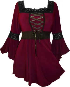 Dare to Wear Renaissance Corset Top: Victorian Gothic Boho Women's Peasant Festival Fair Cosplay Lace Blouse