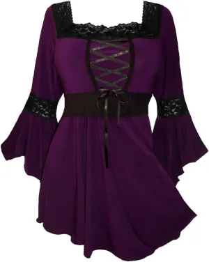 Dare to Wear Renaissance Corset Top: Victorian Gothic Boho Women's Peasant Festival Fair Cosplay Lace Blouse