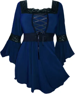 Dare to Wear Renaissance Corset Top: Victorian Gothic Boho Women's Peasant Festival Fair Cosplay Lace Blouse