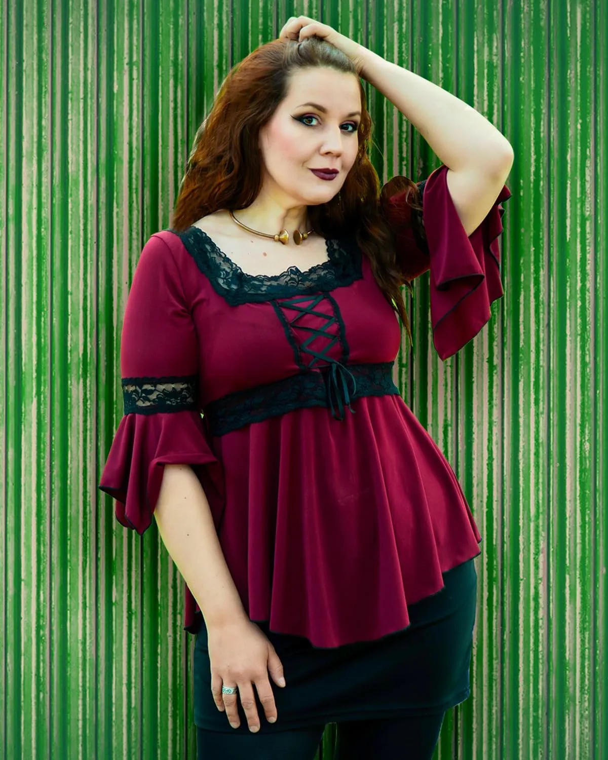 Dare to Wear Renaissance Corset Top: Victorian Gothic Boho Women's Peasant Festival Fair Cosplay Lace Blouse
