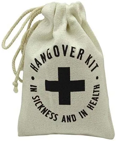 Darling Souvenir Hangover Kit - in Sickness and in Health Printed Party Canvas Favor First Aid Kit Bags for New Year, Christmas, Sports 4 x 6 Inch, 10 Pcs