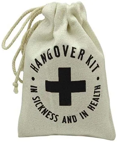 Darling Souvenir Hangover Kit - in Sickness and in Health Printed Party Canvas Favor First Aid Kit Bags for New Year, Christmas, Sports 4 x 6 Inch, 10 Pcs