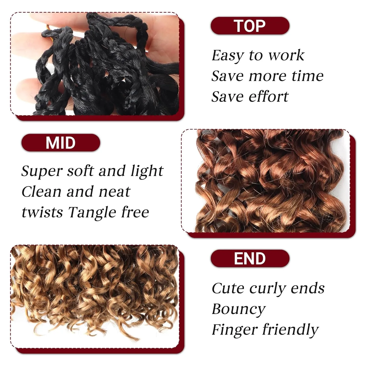 Datanala GoGo Curl Crochet Hair 12 Inch Ombre Water Wave Crochet Hair 8 Packs Long Beach Curl Crochet Braiding Hair Synthetic Extensions For Women (T1B/30/27, 12inch/8packs))