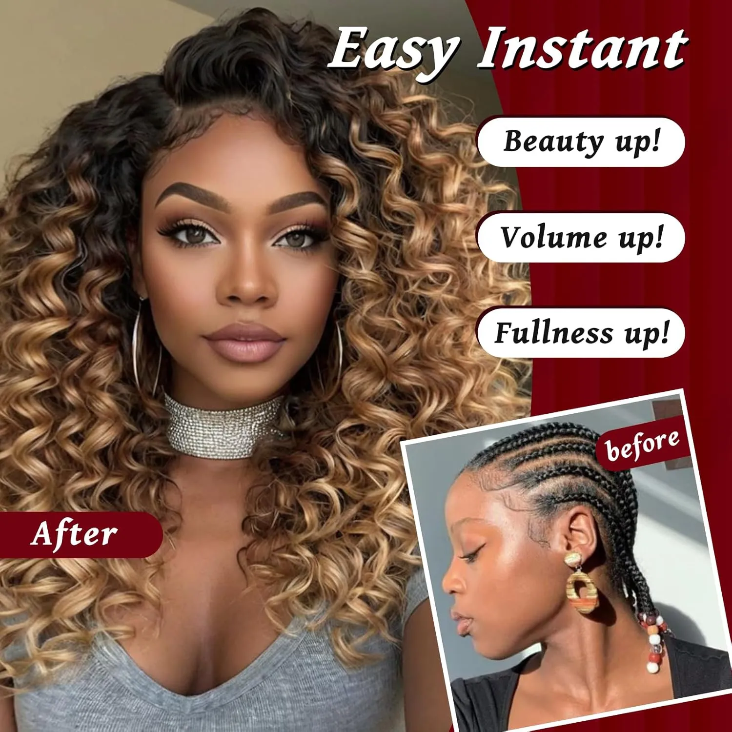 Datanala GoGo Curl Crochet Hair 12 Inch Ombre Water Wave Crochet Hair 8 Packs Long Beach Curl Crochet Braiding Hair Synthetic Extensions For Women (T1B/30/27, 12inch/8packs))
