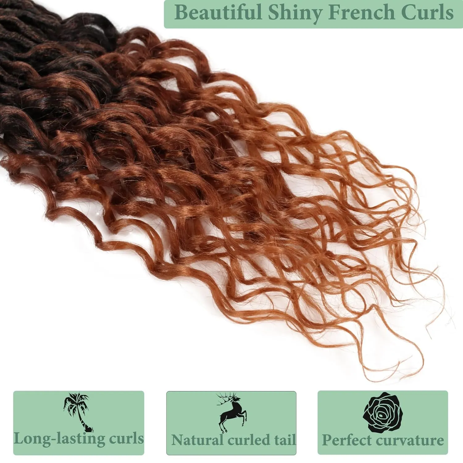 Deep Faux Locs Crochet Hair 14 Inch 8 Packs Goddess Locs Crochet Hair T350 Soft Loc Faux Loc Crochet Braids with Curly Ends Prelooped Deep Wave Croceht Braids for Black Women(Black mixed Ginger)