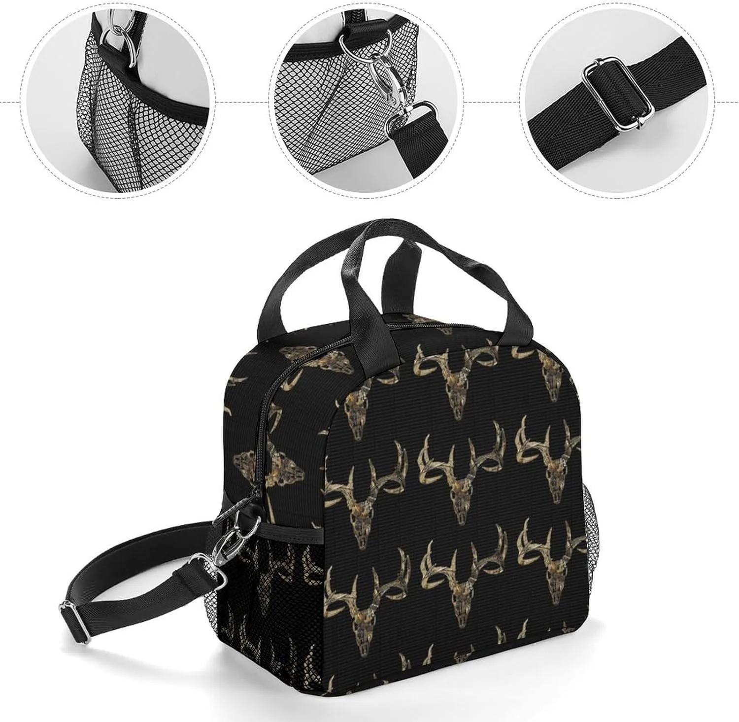 Deer Head Hunting Camoflauge Adjustable Shoulder Strap Insulated And Leak Proof Premium Lunch Bag Unisex