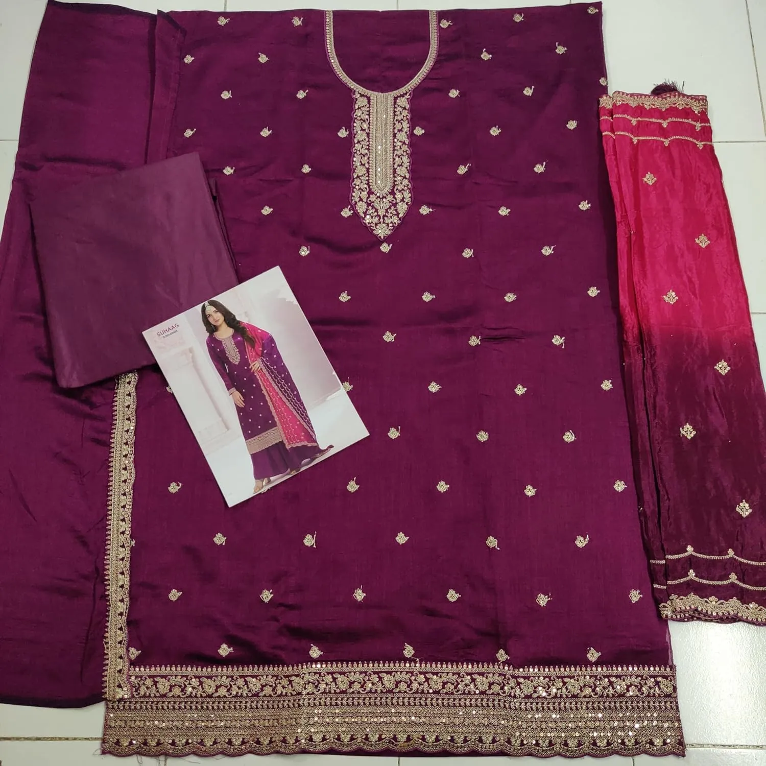 Delisa Indian Pakistani Women's traditional ready to wear salwar kameez embroidered Eid festival wedding ethnic suit -69451