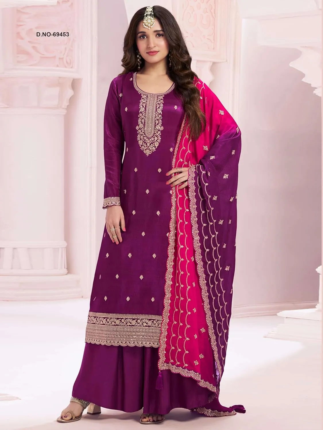 Delisa Indian Pakistani Women's traditional ready to wear salwar kameez embroidered Eid festival wedding ethnic suit -69451