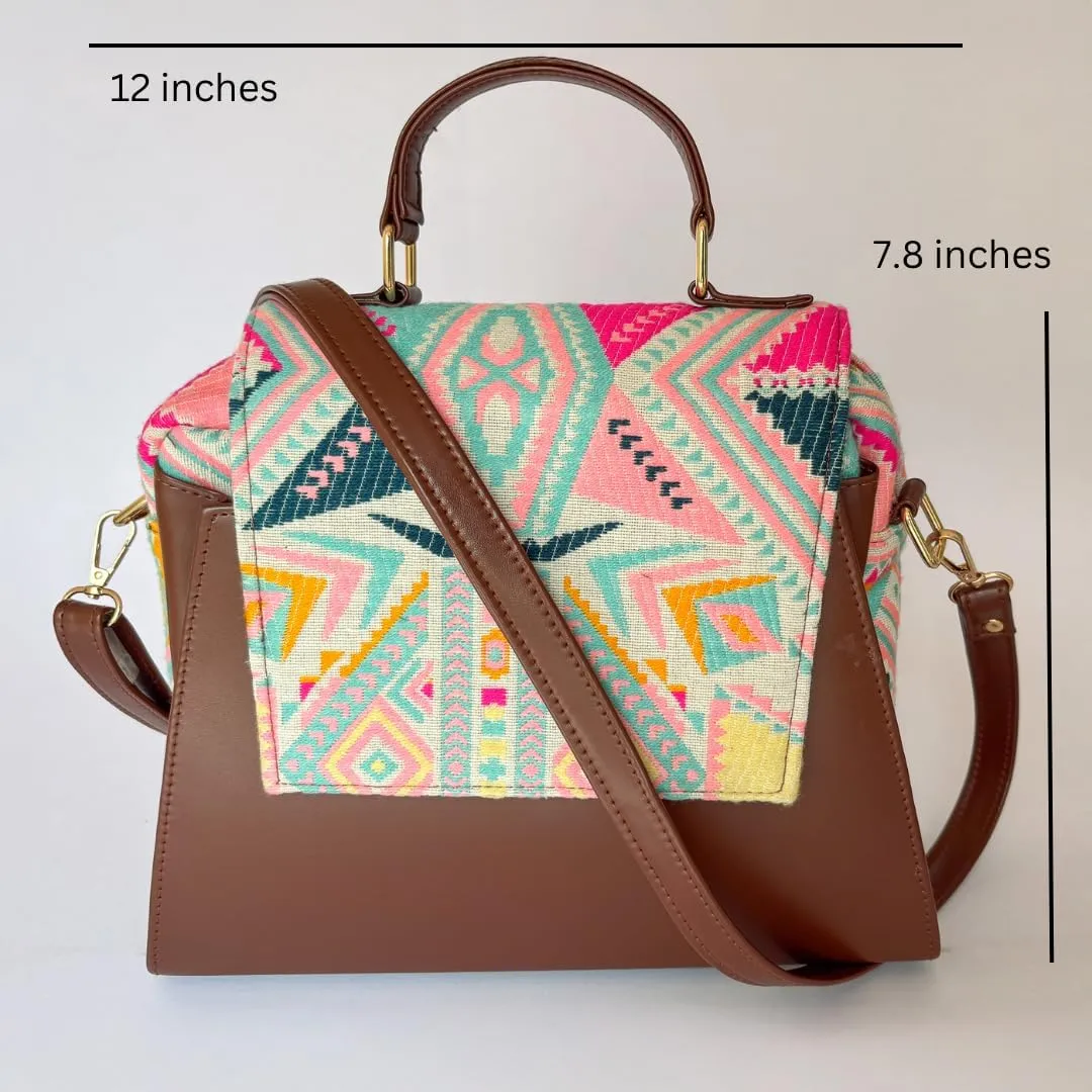 Designer Vegan Leather Handbag for Women Tan Brown Crossbody Tote and Shoulder Bag Medium Size Purse