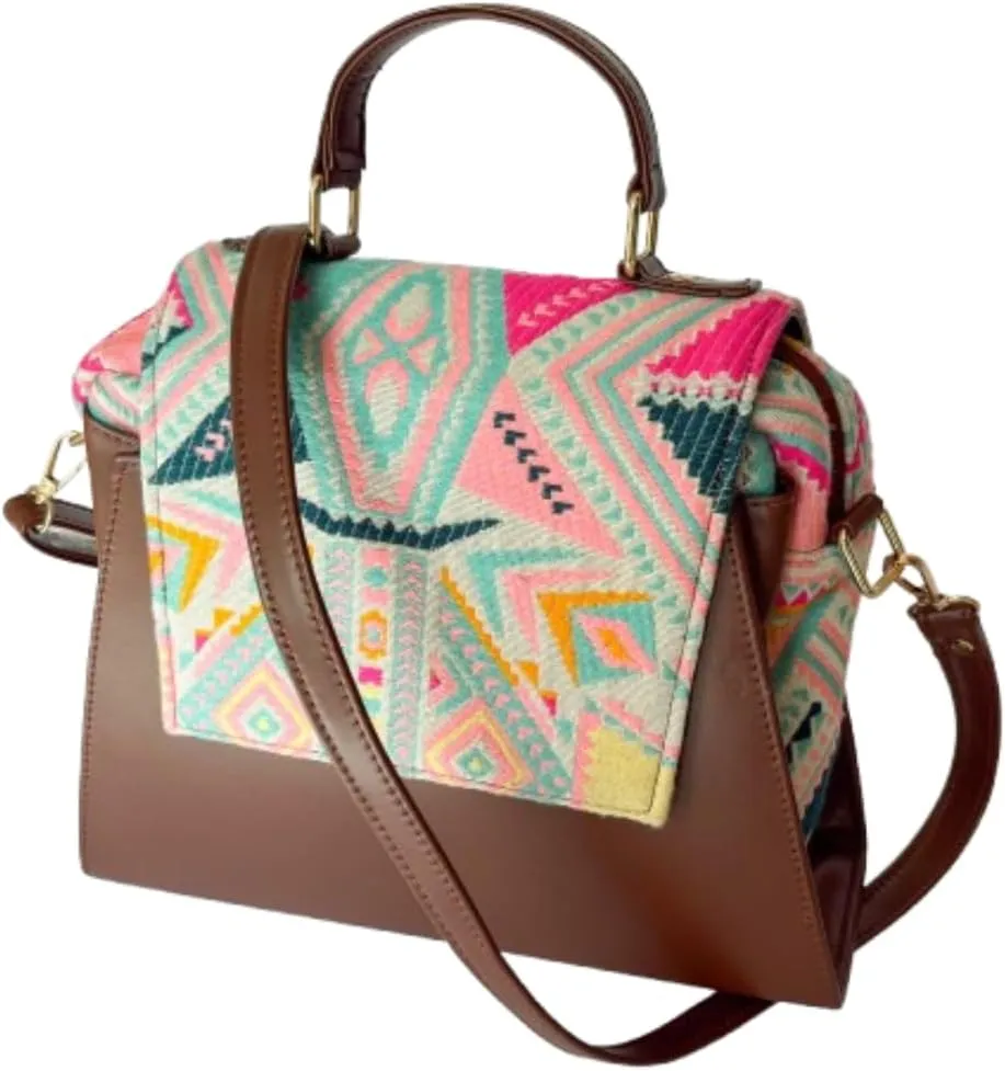 Designer Vegan Leather Handbag for Women Tan Brown Crossbody Tote and Shoulder Bag Medium Size Purse