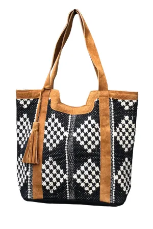 Diamond leather tote