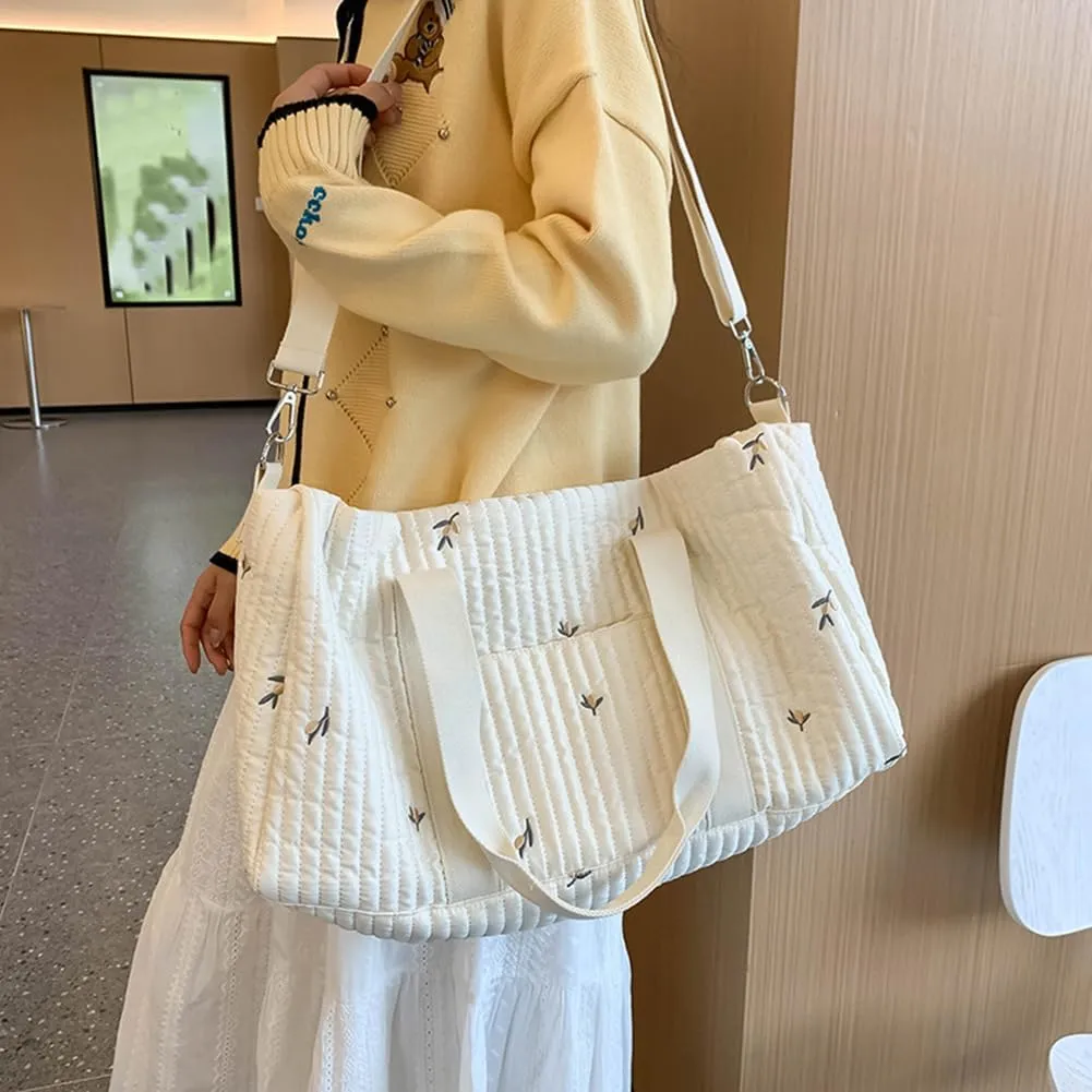 Diaper Bag Embroidered Nappy Organizer Cute Cartoon Messenger Bag Mom Bag Storage Bag Luggage Tote Bag for Travel