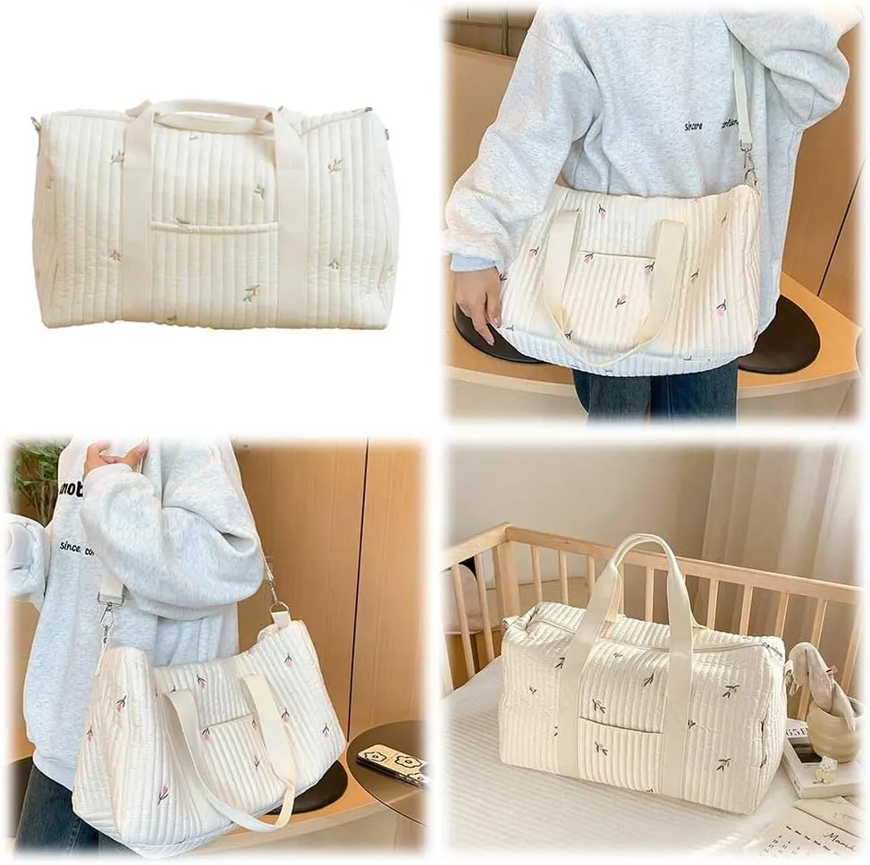 Diaper Bag Embroidered Nappy Organizer Cute Cartoon Messenger Bag Mom Bag Storage Bag Luggage Tote Bag for Travel