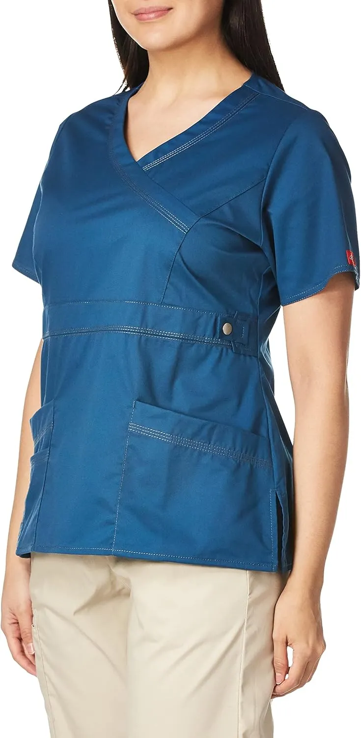 Dickies Gen Flex Women Scrubs Top Mock Wrap 817355.