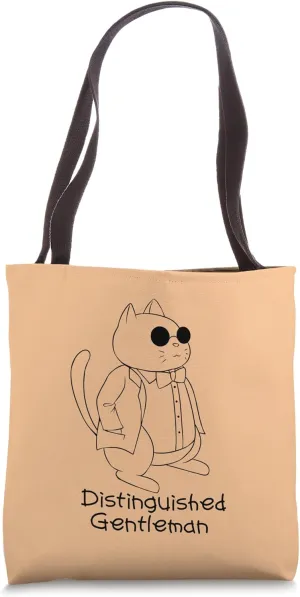 Distinguished Gentleman Boho Cat Lovers Weird Design Tote Bag