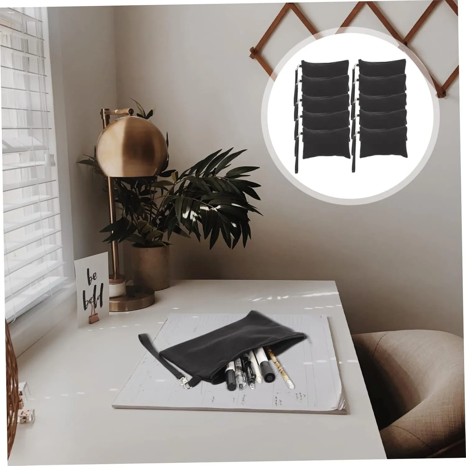 DOITOOL 20 Sets Sublimation DIY Travel Up Pencil Case Zipper Craft Canvas Bag Make Cases Blank Heat, Black, 20X16cm