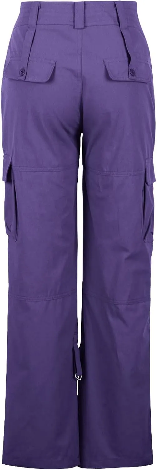 DOLKFU Women Wide Straight Leg Casual Cargo Pants High Waist Relaxed Fit Trousers Trendy Pants Multi-Pockets