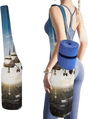 Donnapink Yoga Mat Bag, Canvas Storage Bag with Pocket Shoulder Strap, Fashion Mat Bag